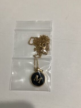 Gold-Tone 'M' Initial Pendant Necklace in‎ Black